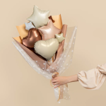 Шар с клапаном (10''/25 см) Мини-сердце, Кремовый, Сатин, 1 шт., 27272