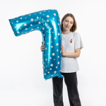 Шар (40''/102 см) Цифра, 7 Звездочки, Голубой, 1 шт. в уп., NMB7/BLUE/V
