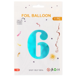 Шар (40''/102 см) Цифра, 6, Тиффани, Металлик, 1 шт. в уп., 24236