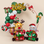 Шар (36''/91 см) Фигура 3D, Олень с подарком, 1 шт. в уп., 26813