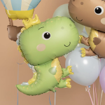 Шар (31''/79 см) Фигура, Динозаврик в короне, Светло-зеленый, Сатин, 1 шт. в уп., 26087P