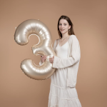 Шар (40''/102 см) Цифра, 3 Slim, Звездное Золото, Матовый, 1 шт. в уп., B901913MSG