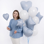 Шар (19''/48 см) Сердце, Небесный, 1 шт., 941933