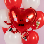 Шар (26''/66 см) Сердце, Влюбленный смайл, Красный, 1 шт., 26335