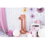 Шар (40''/102 см) Цифра, 1 Slim, Розовое Золото, 1 шт. в уп., 755457