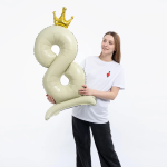 Шар (40''/102 см) Цифра на подставке, 8 Золотая корона, 1 шт. в уп., 23988