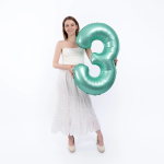 Шар (40''/102 см) Цифра, 3 Slim, Тиффани, Сатин, 1 шт. в уп., B901913STU