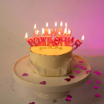 Свечи Буквы С Днем Рождения, на шпажке, Розовый, Металлик, 1,5*2,6 + 3,5 см, 1 шт. с держат., 803021