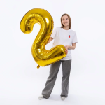 Шар (50''/127 см) Цифра, 2 XXL, Золото, 1 шт. в уп., 131162