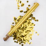 Пневмохлопушка (24/60 см), Волны, Звезды фольга, Золото, 1 шт., 823172