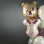 Шар (28''/71 см) Фигура, Медвежонок, Коричневый, 1 шт., 19851