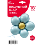 Шар (18''/46 см) Цветок, Ромашка (надув воздухом), Голубой, Сатин, 1 шт. в уп., 23952P