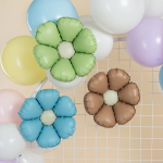 Шар с клапаном (15''/38 см) Мини-цветок, Ромашка, Мятный, Сатин, 5 шт. в уп., 27505