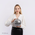 Шар 3D (10''/25 см) Мини-сфера, Диско, Серебро, 1 шт., 23739
