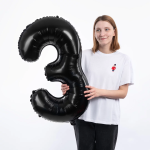 Шар (40''/102 см) Цифра, 3, Черный, Металлик, 1 шт. в уп., 27353