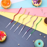 Свечи Спирали Люкс, Белое золото, Металлик, 0,4*13 + 3 см, 6 шт. с держат., 802938