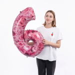 Шар (34''/86 см) Цифра, 6 Симфония роз, Фуше, 1 шт. в уп., 131366