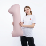 Шар (40''/102 см) Цифра, 1 Slim, Пыльная роза, Сатин, 1 шт. в уп., C901911SDR