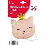 Шар (24''/61 см) Фигура, Кошечка Принцесса, Розовый, Сатин, 1 шт. в уп., 26289P
