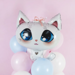 Шар (32''/81 см) Фигура, Котенок, Белый, 1 шт. в уп., 20125