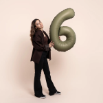 Шар (40''/102 см) Цифра, 6 Slim, Оливковый, Матовый, 1 шт., 901916MOL