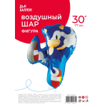 Шар (30''/76 см) Фигура, Ежик Аниме, Синий, 1 шт. в уп., 24434