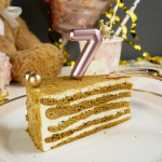 Свеча Цифра, 7 Золотая корона, на шпажке, Розовый, Металлик, 4,5*7 + 3,5 см, 1 шт. с держат., 802817