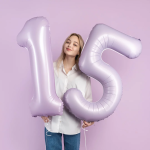 Шар (40''/102 см) Цифра, 1, Сиреневый, Сатин, 1 шт. в уп., 23971