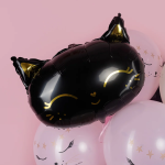 Шар (19''/48 см) Фигура, Голова, Волшебный котенок, Черный, 1 шт. в уп., 19578P