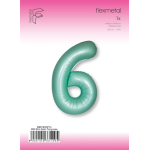 Шар (40''/102 см) Цифра, 6 Slim, Тиффани, Сатин, 1 шт. в уп., B901916STU