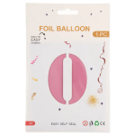 Шар (40''/102 см) Цифра, 0, Розовый, Матовый, 1 шт. в уп., 24100