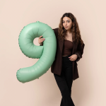 Шар (40''/102 см) Цифра, 9 Slim, Мятный, Матовый, 1 шт. в уп., B901919MM