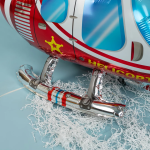 Шар (33''/84 см) Фигура 3D, Вертолет, Красный, 1 шт. в уп., 26026