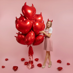 Шар (30''/76 см) Сердце, Чертенок, Красный, 1 шт. в уп., 26476