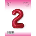 Шар (40''/102 см) Цифра, 2 Slim, Красный, Металлик, 1 шт. в уп., B901912R