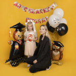 Шар 3D (48''/122 см) Фигура на подставке, Медвежонок Выпускник, 1 шт. в уп., 24574