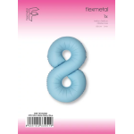 Шар (40''/102 см) Цифра, 8 Slim, Светло-голубой, Матовый, 1 шт. в уп., B901918MAB