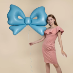 Шар (50''/127 см) Фигура, Бант, Голубой, Сатин, 1 шт. в уп., 27061P