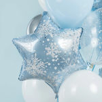 Шар (19''/48 см) Фигура, Снежинка, Морозные искры, Голубой/Серебро, 1 шт. в уп., 26341