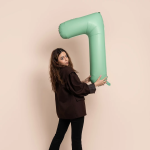 Шар (40''/102 см) Цифра, 7 Slim, Мятный, Матовый, 1 шт. в уп., B901917MM