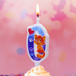 Свеча Цифра, 0 Кошечка, 12 см, 1 шт., 5850