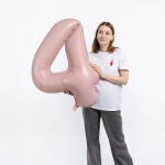 Шар (40''/102 см) Цифра, 4 Slim, Пыльная роза, 1 шт. в уп., 224234