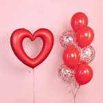 Шар (37''/94 см) Сердце, Контур, Красный, Сатин, 1 шт. в уп., 27458