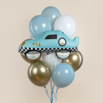 Шар (30''/76 см) Фигура, Гоночная машинка, Голубой, Сатин, 1 шт. в уп., 27672P