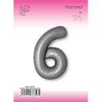 Шар (40''/102 см) Цифра, 6 Slim, Лунное Серебро, Матовый, 1 шт. в уп., B901916MMS