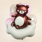 Шар (48''/122 см) Фигура, Мишка на облачке (розовый колпачок), 1 шт., 27772