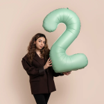 Шар (40''/102 см) Цифра, 2 Slim, Мятный, Матовый, 1 шт. в уп., B901912MM