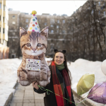 Шар (36''/91 см) Фигура, Котенок в колпаке, 1 шт. в уп., 25122-P