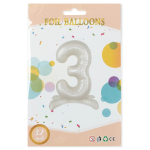 Шар (32''/81 см) Цифра на подставке, 3, Белый песок, 1 шт. в уп., 27513