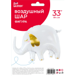Шар (33''/84 см) Фигура, Слоник, Белый, 1 шт. в уп., 19620P